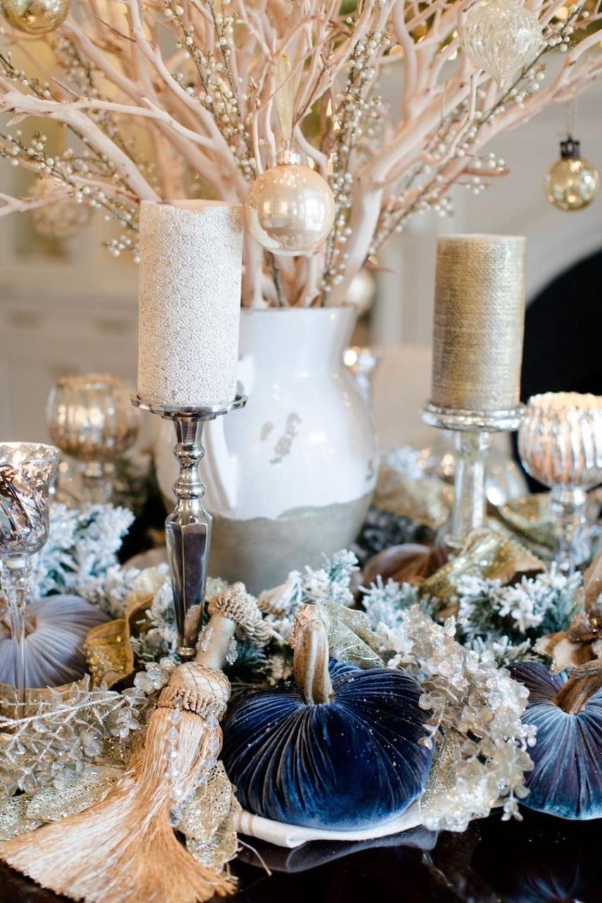 blue christmas tabletop decor 19 Best Blue Christmas Decor Ideas