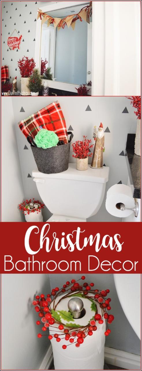 christmas decor for the bathroom Christmas Bathroom Decor Update Our Thrifty Ideas