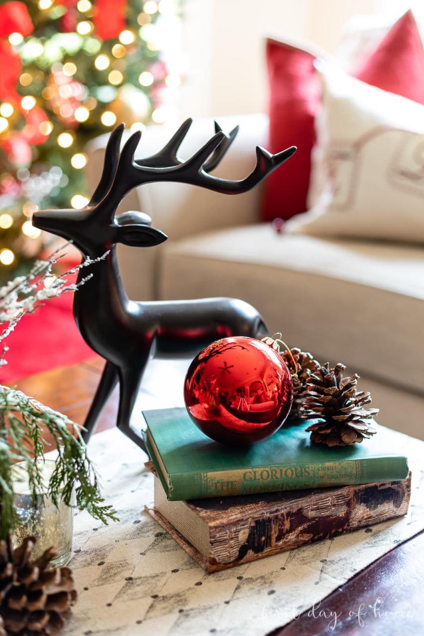 christmas decor on coffee table How to Style the Best Christmas Coffee Table Decor