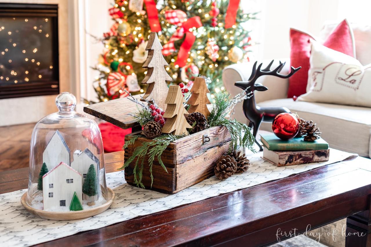 coffee table christmas decor ideas Coffee Table Centerpieces For Christmas / Easy Christmas Coffee Table Centerpiece Christmas