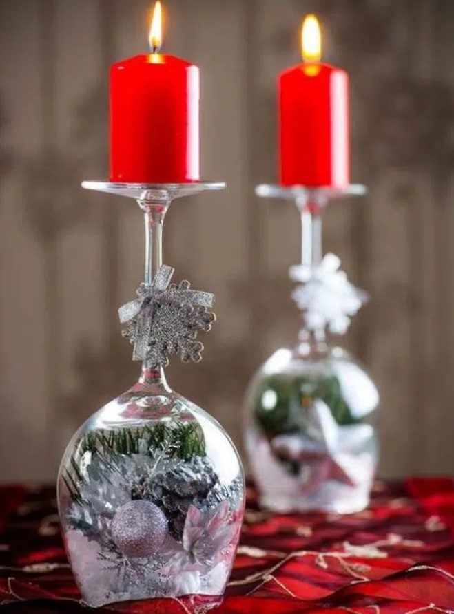 christmas decoration ideas with wine glasses 24 Great and Cheap Christmas Decoration Ideas with Wine Glasses My