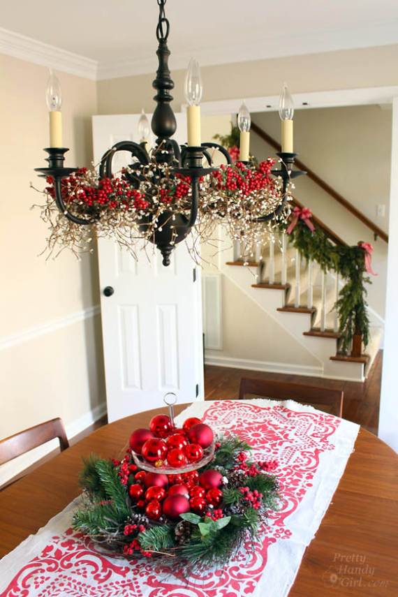 chandelier decor for christmas 45 Christmas Decorating Ideas for Pendant Lights and Chandeliers family to