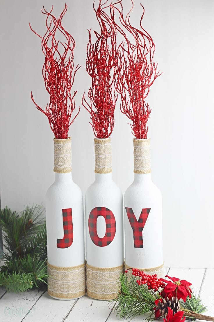 christmas decor with wine bottles Christmas Wine Bottle Decor Idea For Table Centerpiece