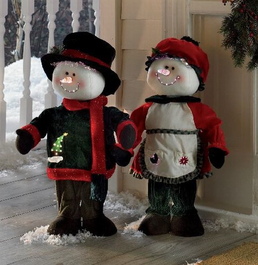 christmas snowman decorations indoor Christmas Indoor Decor Animated Snowman & Snowlady Christmas