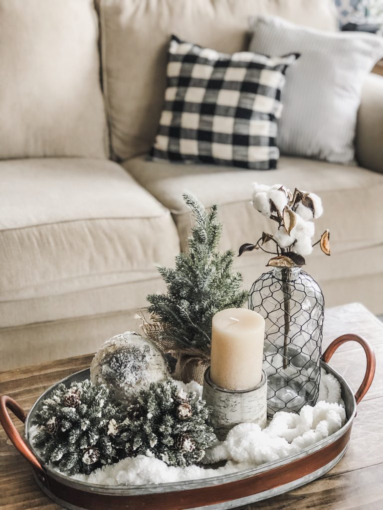 living room table christmas decor Cozy Winter Living Room Decor! The perfect transition after Christmas! Wilshire Collections