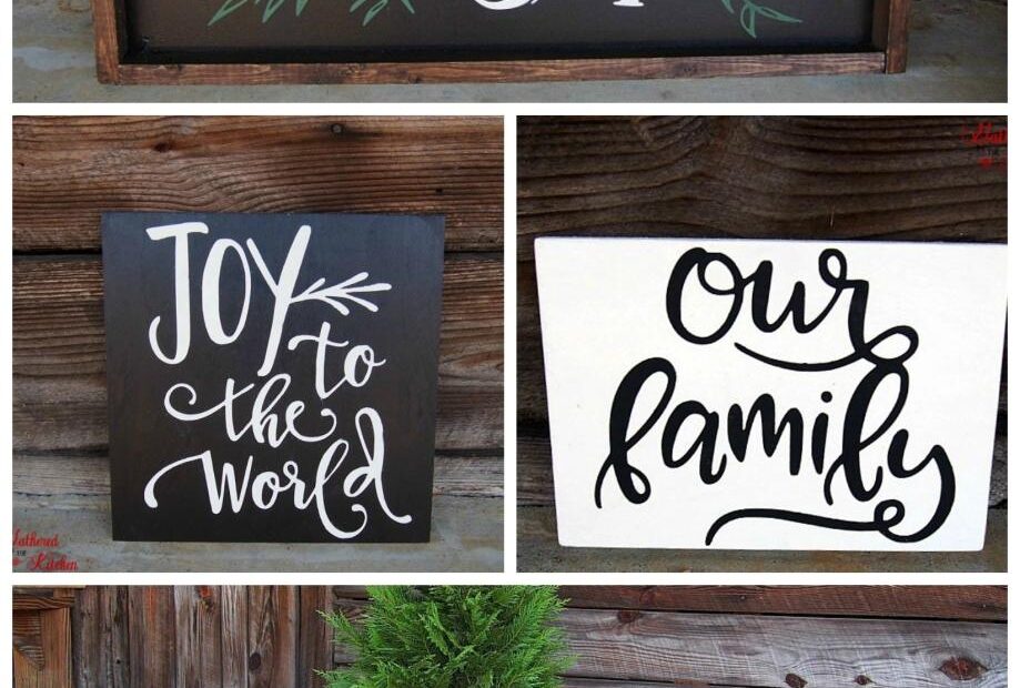 christmas home decor signs DIY Christmas Themed Winter Wooden Signs Gathered In The Kitchen