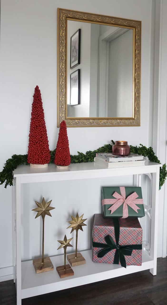 console table christmas decor Console Table Decorated for the Holidays — Mikayla Bernstein Chicago Home Organizer and