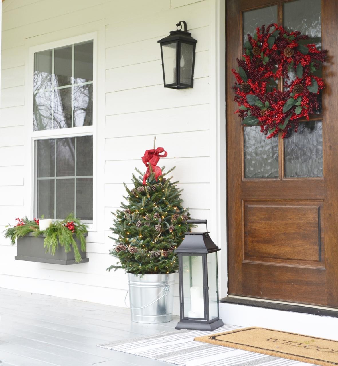 farmhouse outdoor christmas decor Our Farmhouse Christmas Front Porch! Beneath My Heart