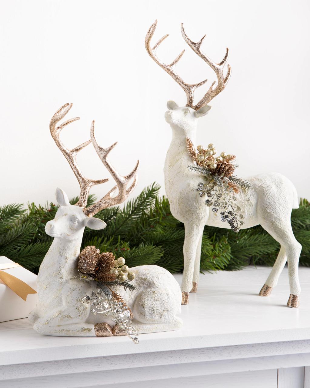 christmas decor with deer Winter Frost Tabletop Deer Christmas Decorations Balsam Hill