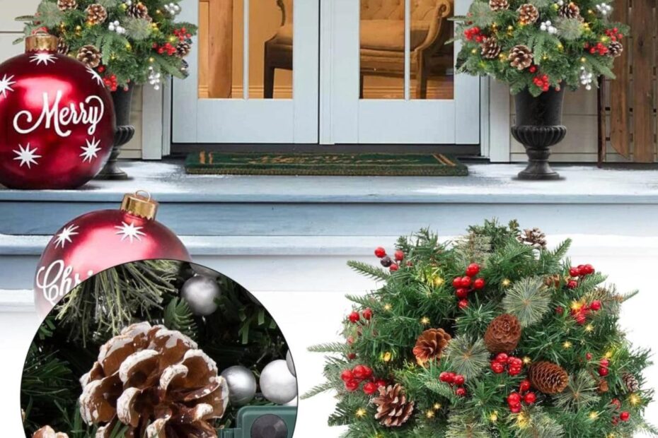 christmas decorating ideas outdoor planters pictures Faux Holiday Planter Filler Christmas Holiday Planter Decorations