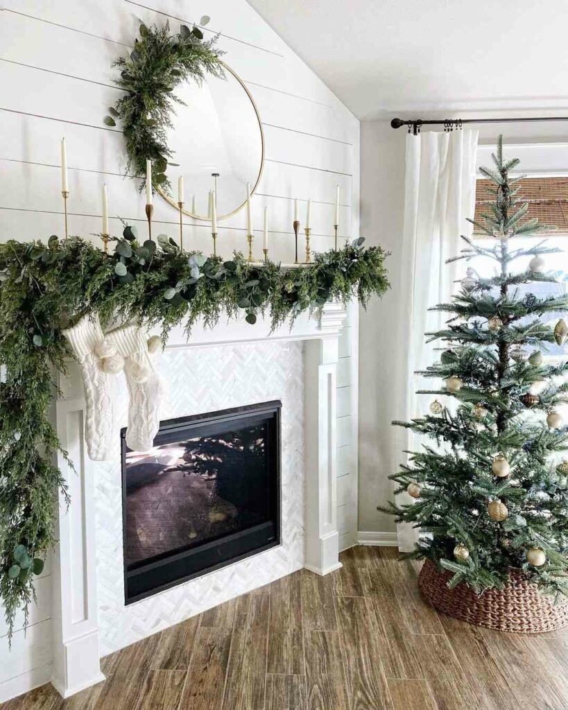 no mantel fireplace christmas decor 50 Christmas Fireplace Mantel Decoration Ideas