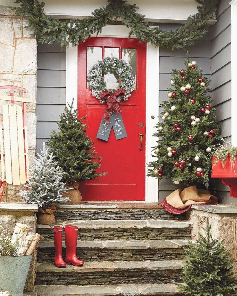 front door decor ideas for christmas 17 Christmas Porch & Front Door Decorating Ideas