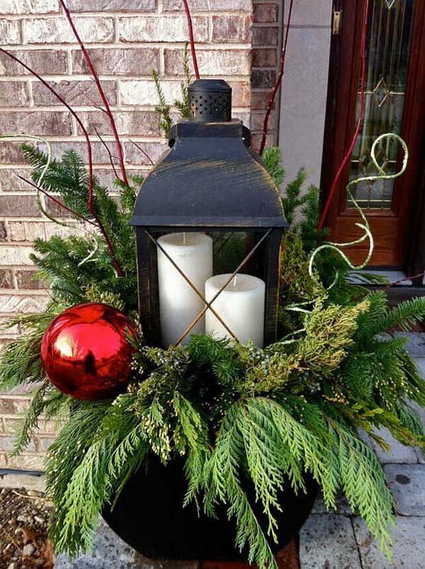 christmas decor for planters Festive Outdoor Holiday Planter Ideas To Decorate Your Front Porch For Christmas The ART in LIFE