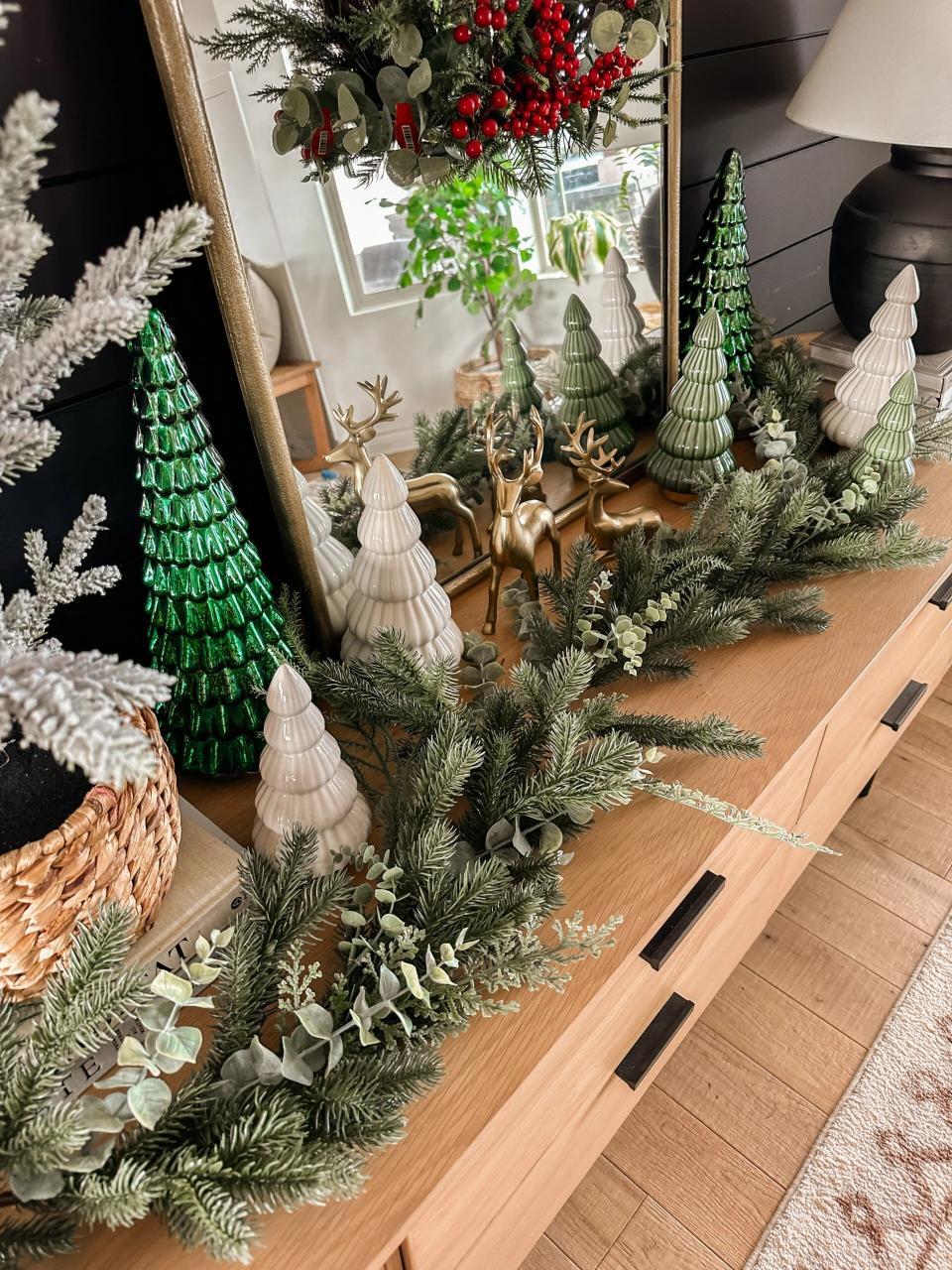 christmas decor for console table Christmas Console Table Decor Sarah Joy