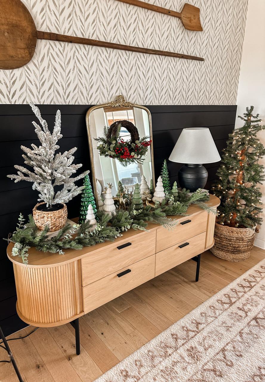 christmas decor for console table Christmas Console Table Decor Sarah Joy