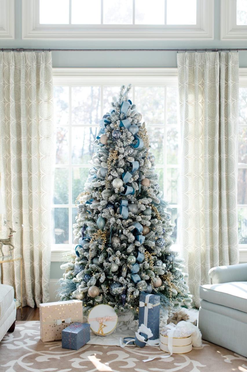 white and blue christmas tree decor Blue and White Coastal Inspired Christmas Tree Ideas For 2020