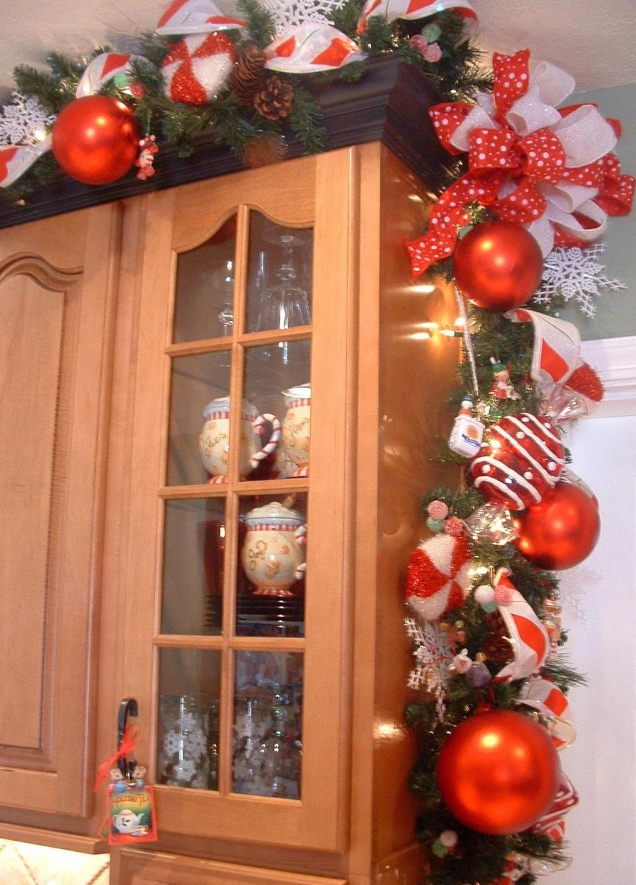 top of cabinet christmas decor Top 40 Christmas Decorations Ideas For Kitchen Decoration Love