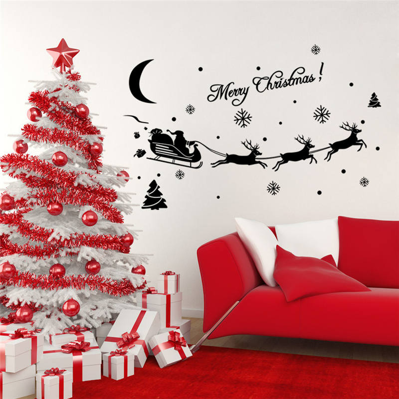 christmas sticker wall decor Merry Christmas Wall Sticker The Santa Claus Removable Wall Stickers Art Decals Mural DIY