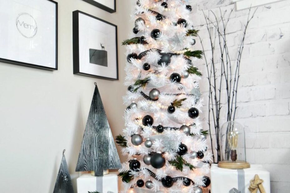 black and white christmas decor ideas Modern Black and White Christmas Tree Taryn Whiteaker Designs