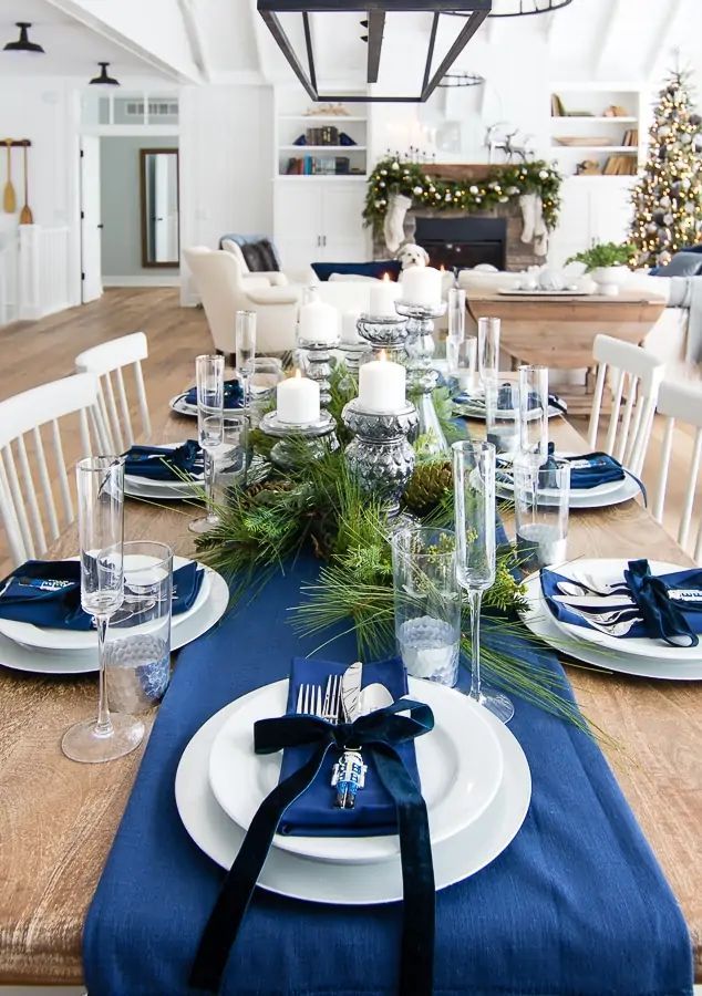 blue christmas tabletop decor 19 Best Blue Christmas Decor Ideas