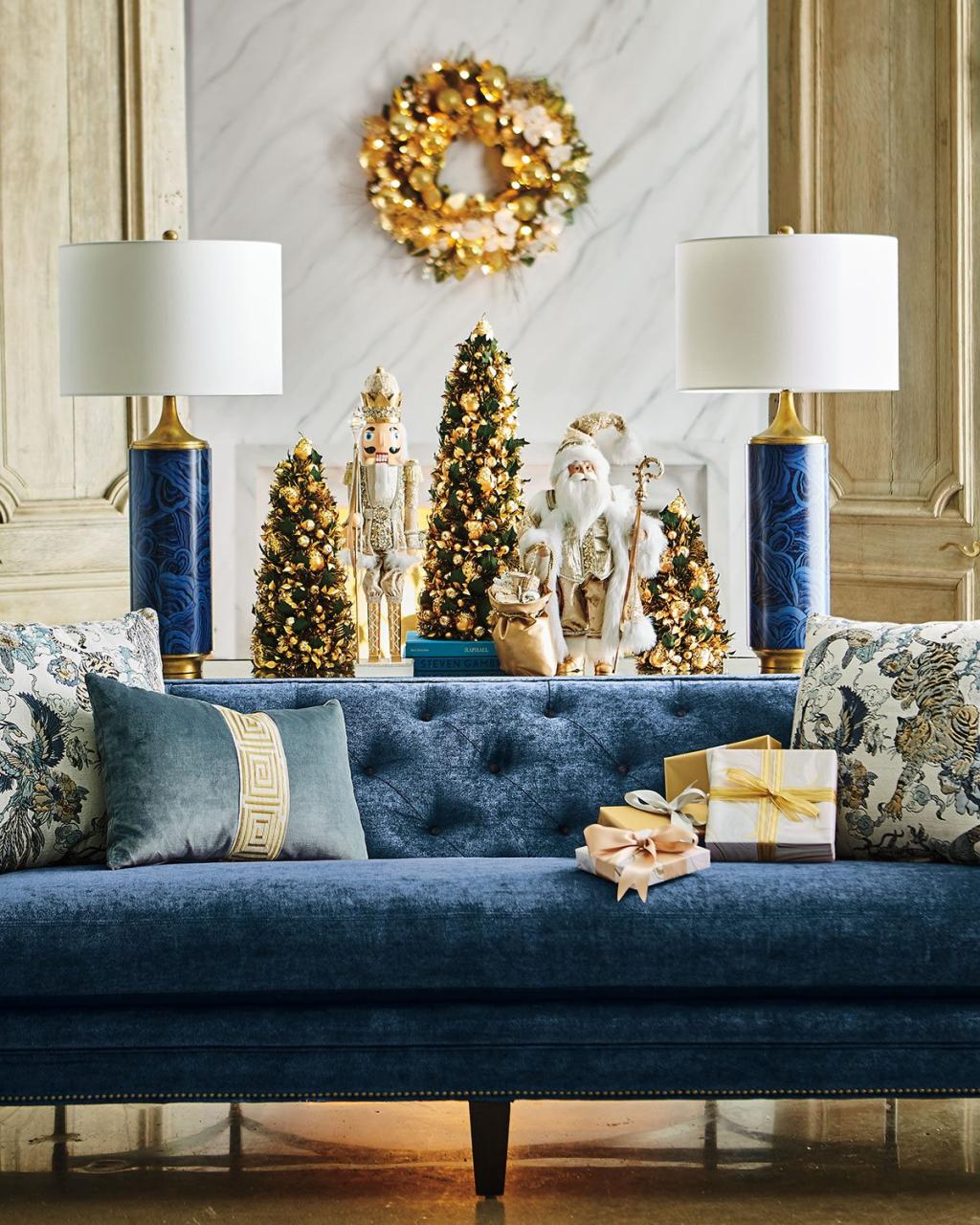 neiman marcus christmas decor Neiman Marcus blue and gold Christmas Decor Laurel Home