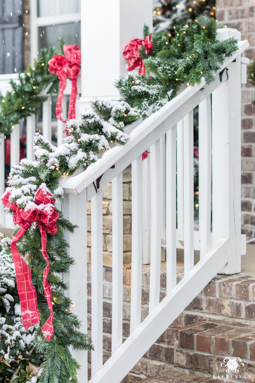 christmas decorations outdoor ideas railing front porch Classic Christmas Decor for a Traditional Front Porch Kelley Nan