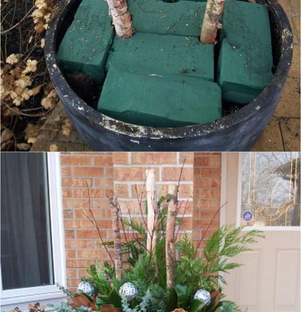 christmas decorating ideas for outdoor pots 24 Colorful Winter Planters & Christmas Outdoor Decorations A Piece