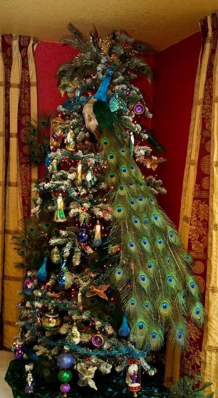 peacock christmas tree decor 42 Attaractive Peacock Christmas Tree Decorations Ideas Decoration Love