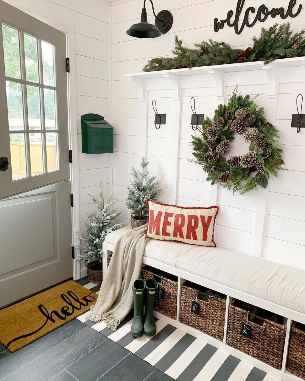 indoor entryway christmas decor 19 Amazing Christmas Entryway Ideas (Farmhouse Style & More!)