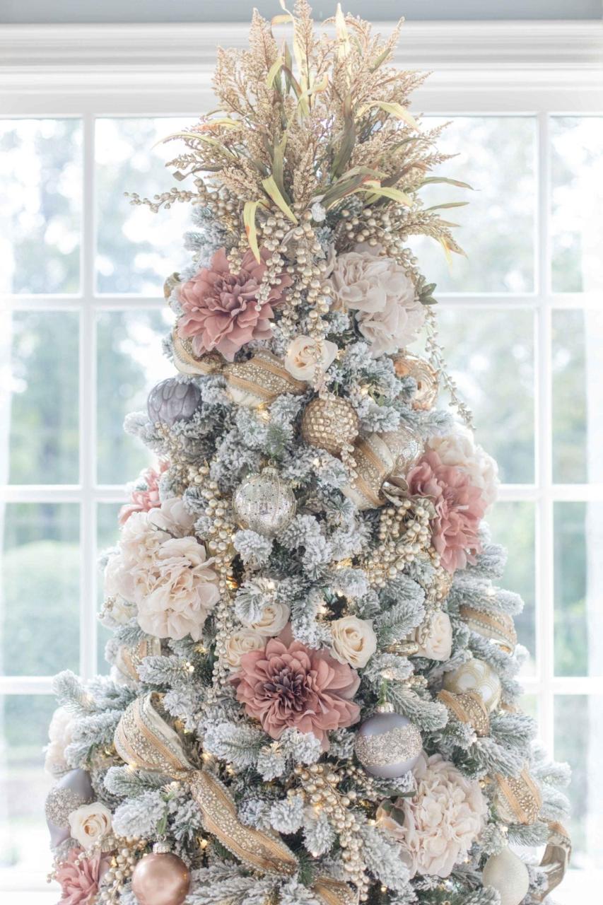 flocked christmas tree decor ideas 6 Ideas for How to Decorate a Flocked Christmas Tree BlueGrayGal