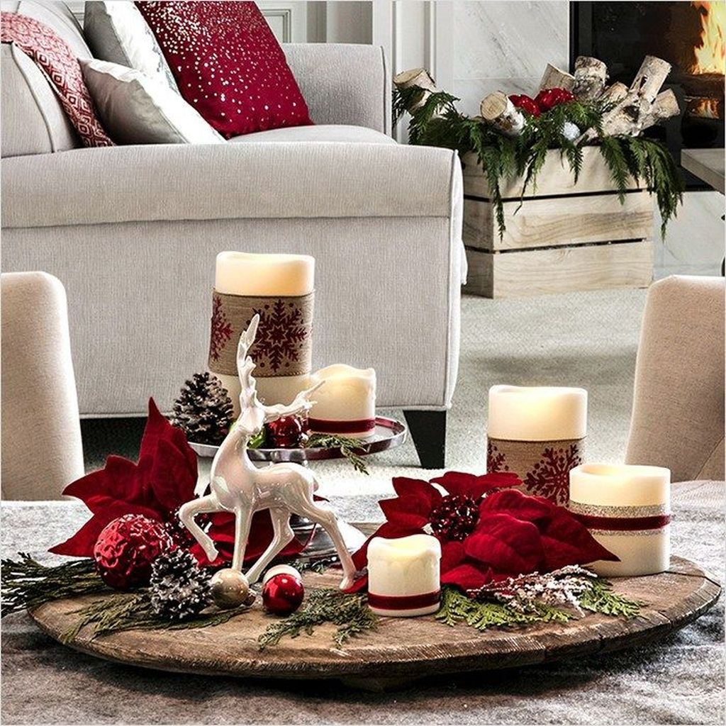 christmas coffee table decor 46 Popular Christmas Theme Coffee Table Decoration Ideas PIMPHOMEE