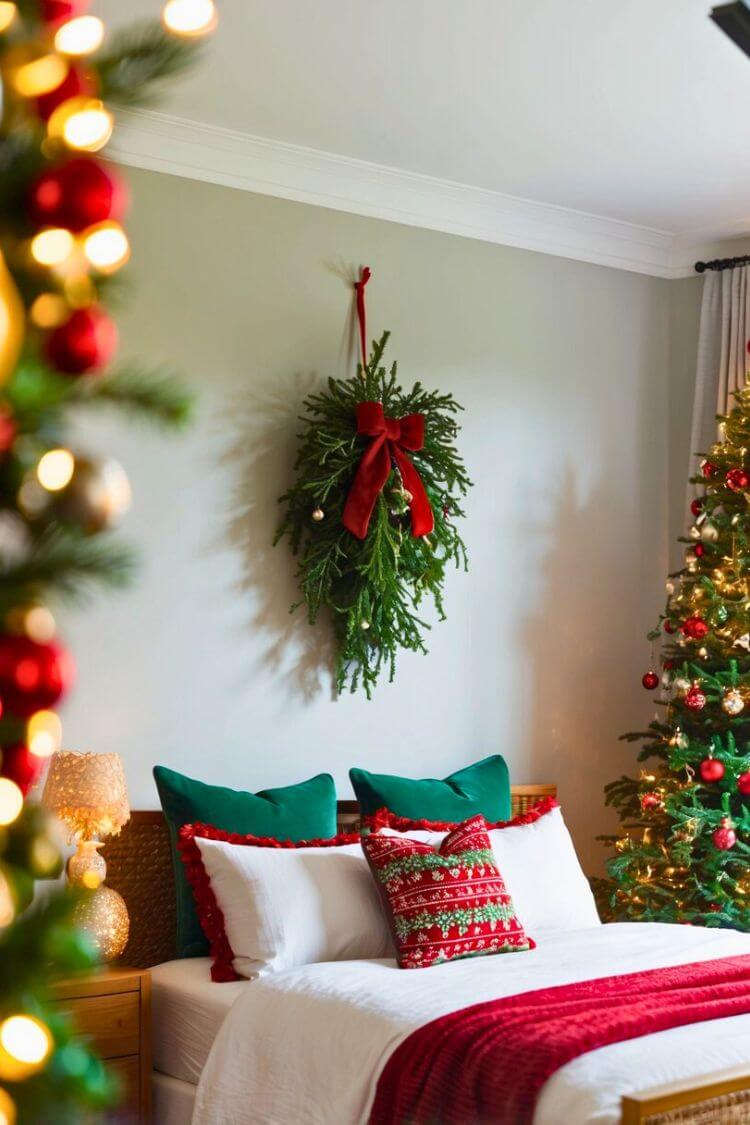 red and green christmas decor 17 Festive Red and Green Christmas Bedroom Decor Ideas