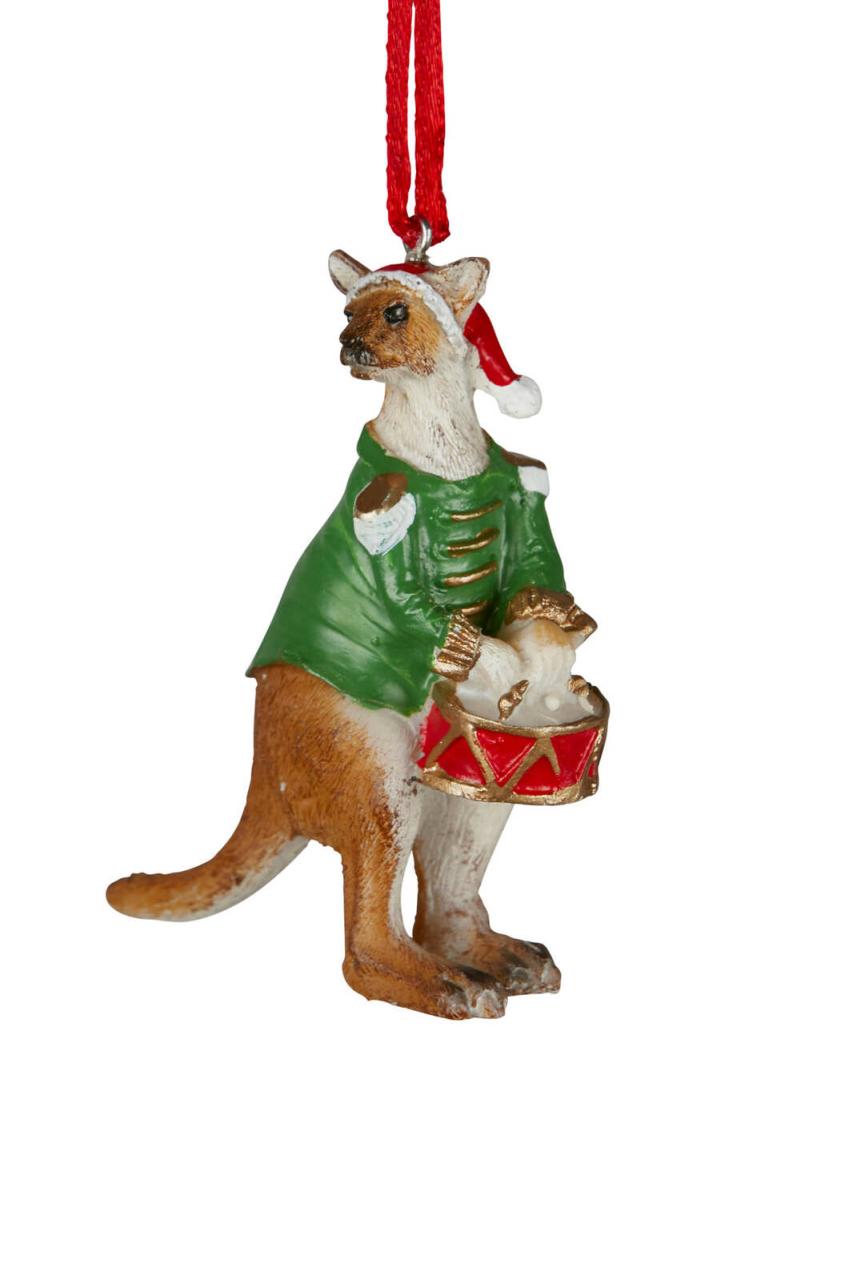 kangaroo outdoor christmas decorations 80mm Christmas Kangaroo Hanging Decoration Green