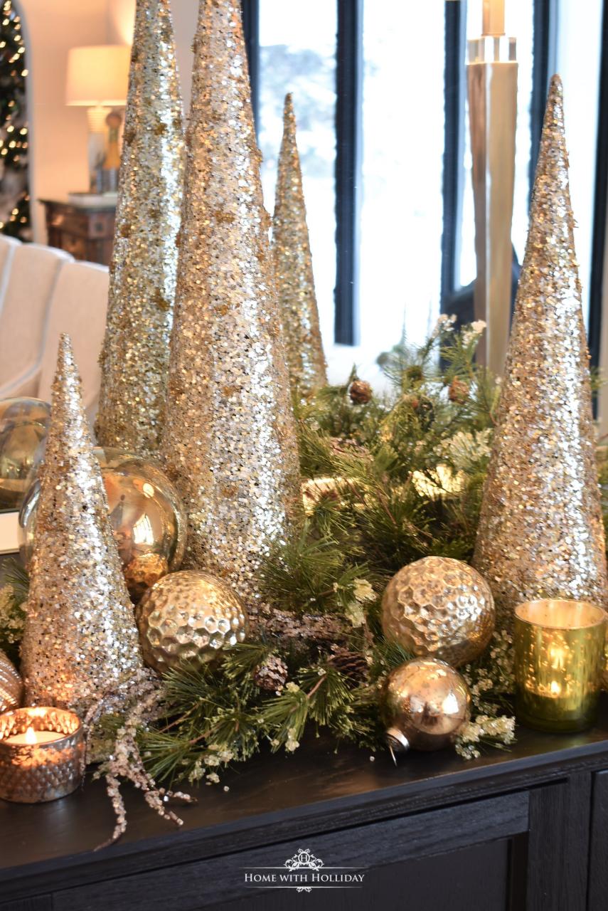 gold and silver christmas decor Silver and Gold Glam Christmas Centerpiece Home with Holliday