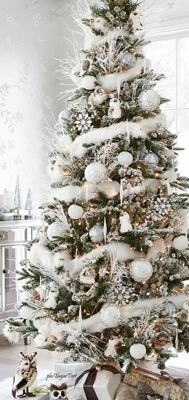 christmas tree decor in white 48 Stunning White Christmas Tree Ideas To Decorate Your Interior PIMPHOMEE