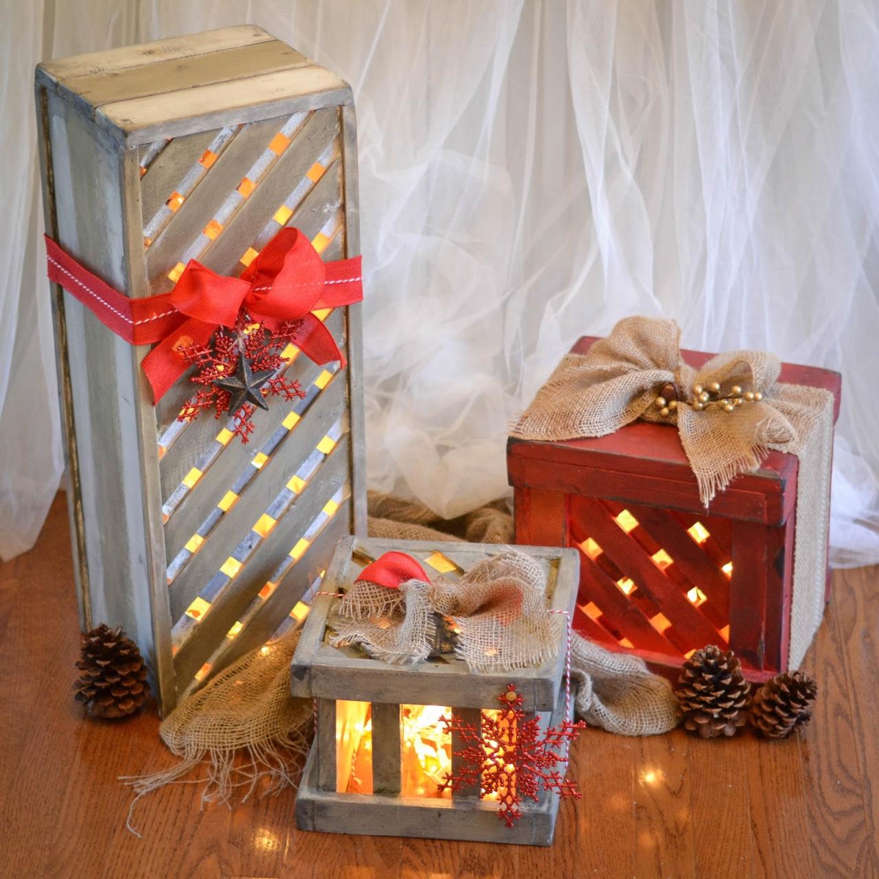 christmas gift boxes decor Down to Earth Style Make Wooden Christmas Gift Box Decor