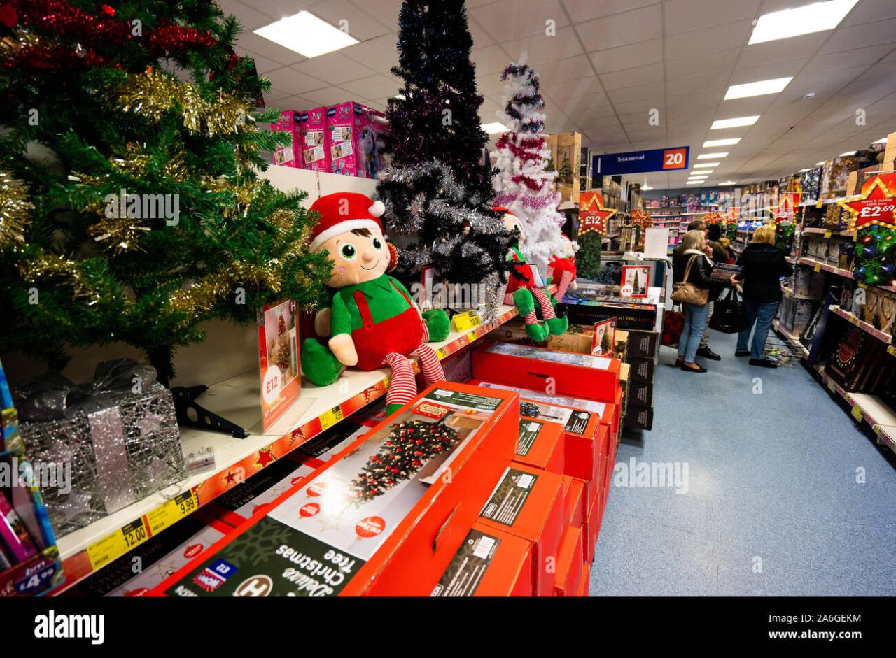 christmas decorations sale b&m A selection of Christmas items on sale at the B&M retail store in