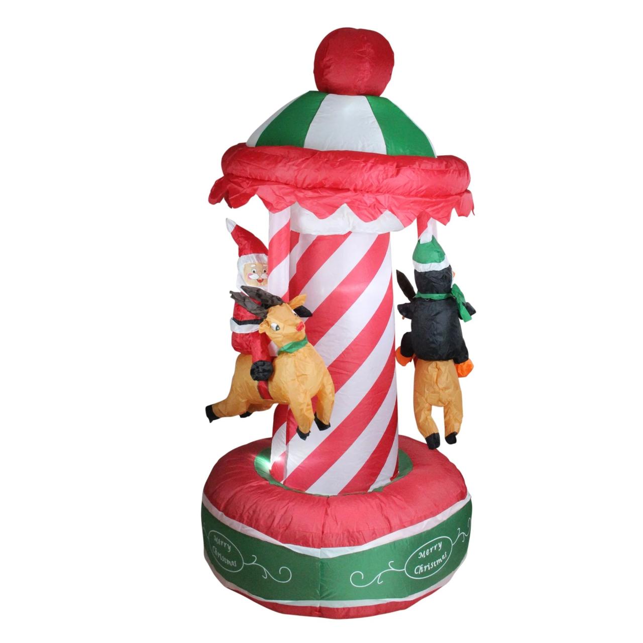 christmas decorations outdoor walmart 6.5' Inflatable Animated Christmas Carousel Lighted Yard Art Decor