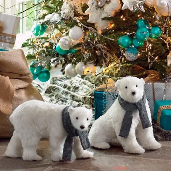 polar bear christmas decor Sitting Polar Bear with Scarf Grandin Road Polar bear christmas, Polar bear, Bear decor