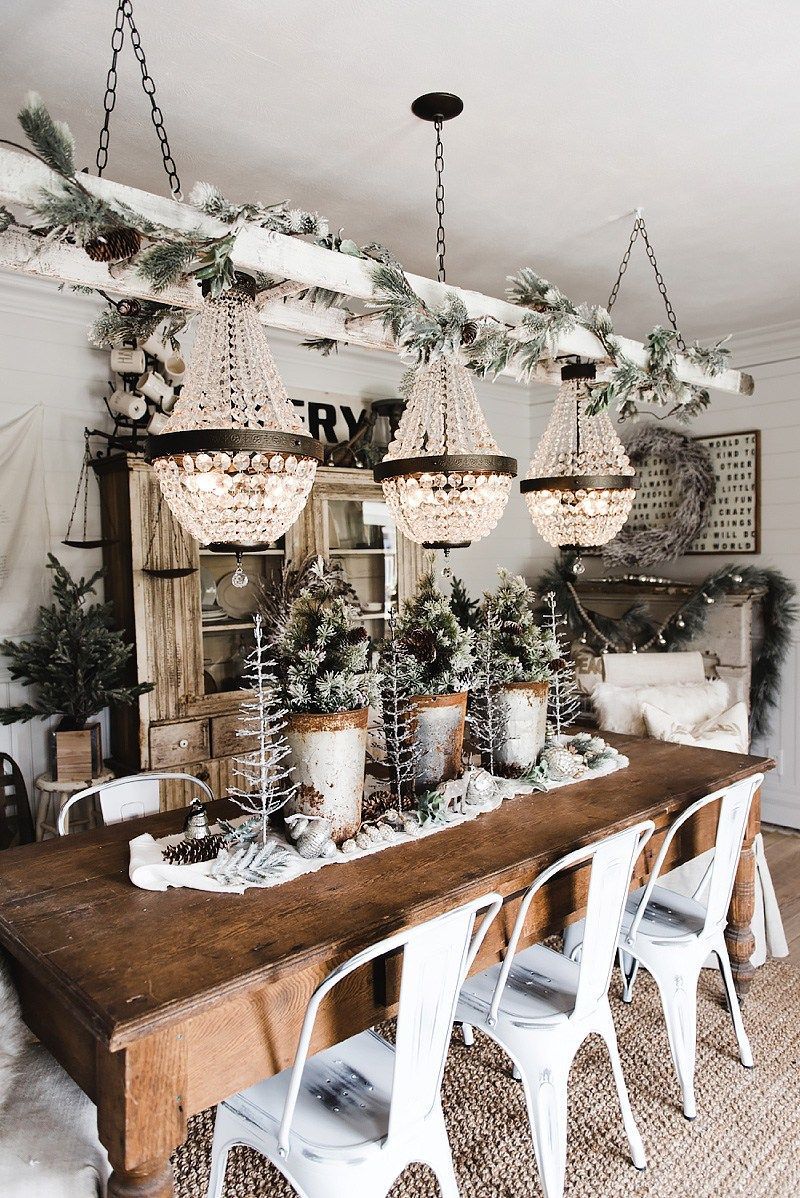 rustic farmhouse christmas decor Cozy Rustic Farmhouse Cottage Christmas decor A great pin for inspiration for neutra