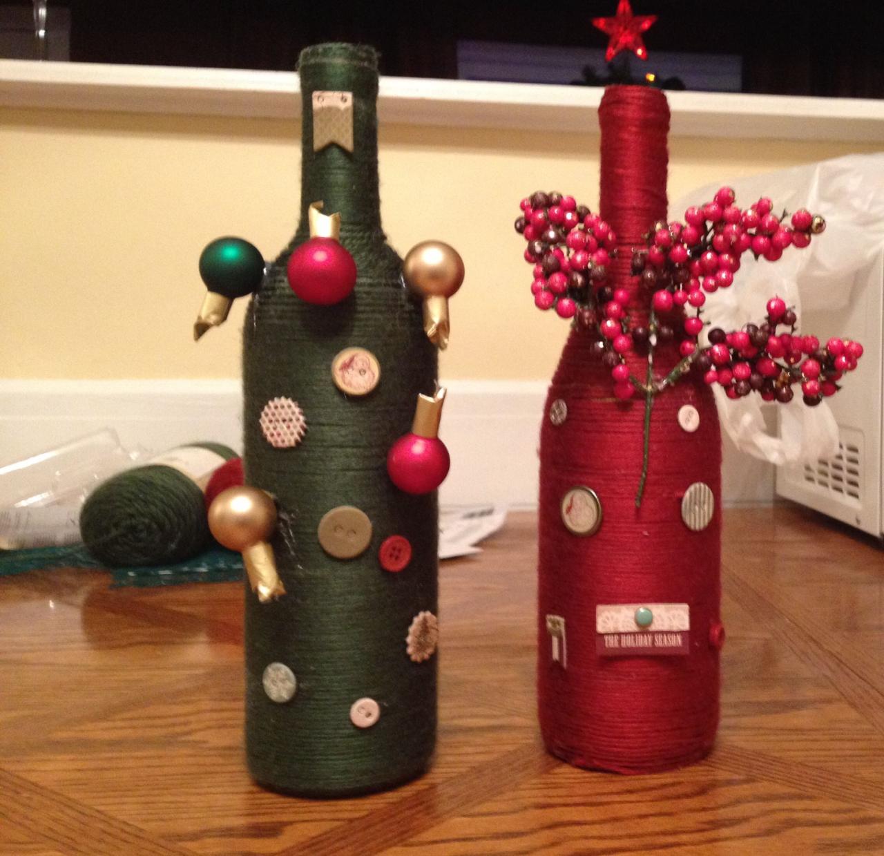 christmas wine bottle decor Wine bottle Christmas decorations