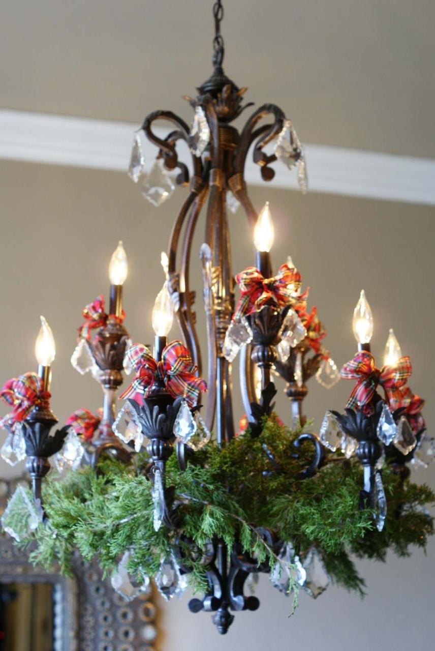 chandelier decor for christmas 36 Christmas decorated chandeliers for holiday sparkle Christmas Chandelier Ideas