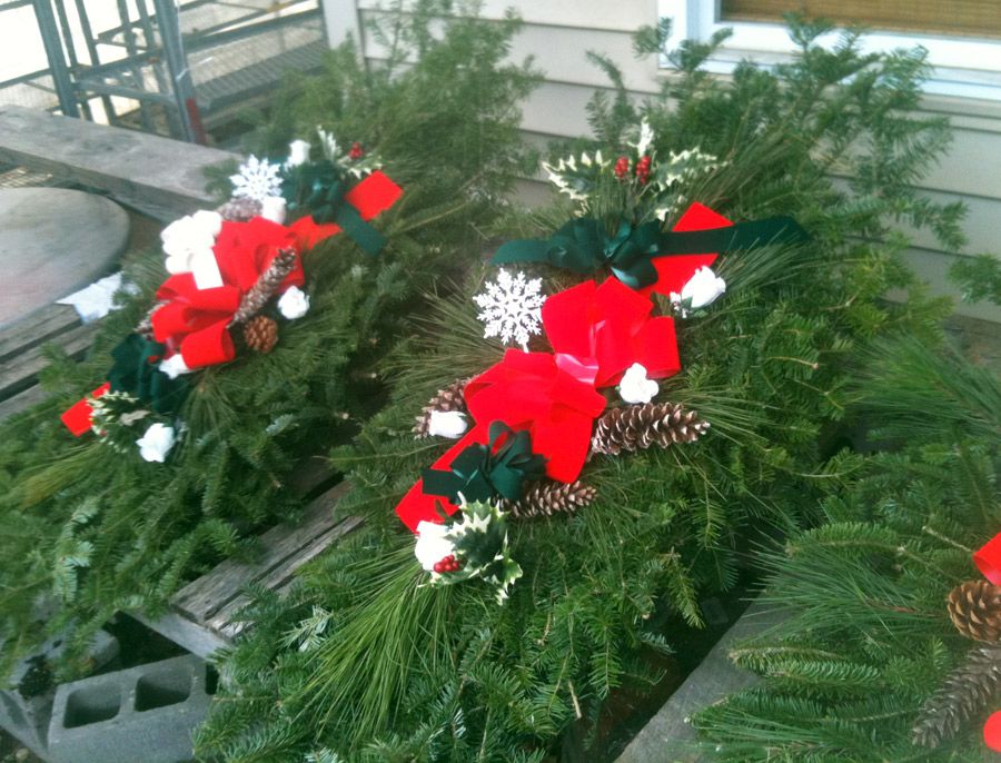 christmas decor for cemetery grave wreaths Holiday Grave Blankets, Grave Pillows & Wreaths NC Sod & Mulch Grave