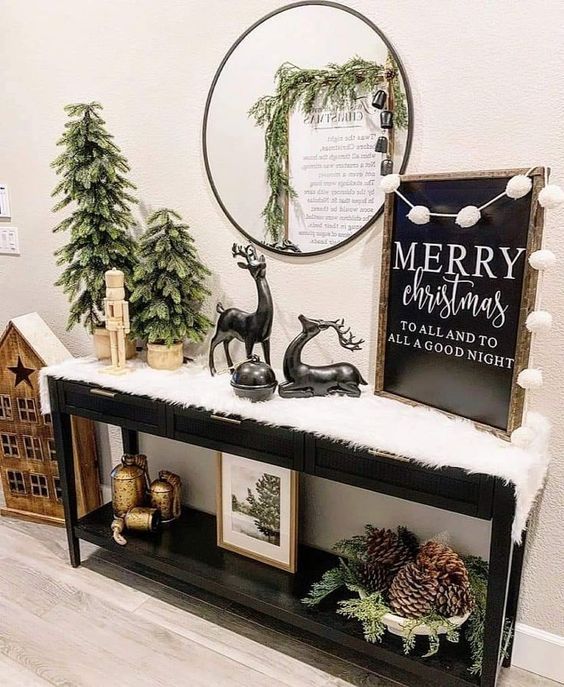 entryway table christmas decor 55+ Christmas Entryway Table Decor Ideas