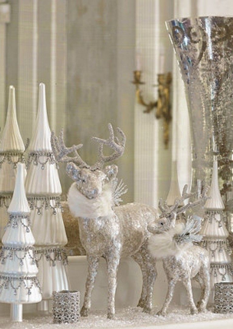 elegant christmas deer decor 60 and Elegant White Christmas Decoration Ideas Décorations noël argents, Deco noel