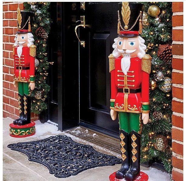 life size christmas decor Life Size Nutcracker 3ft Indoor Outdoor Christmas Toy Soldier Set 2 Decoration Vo… Christmas