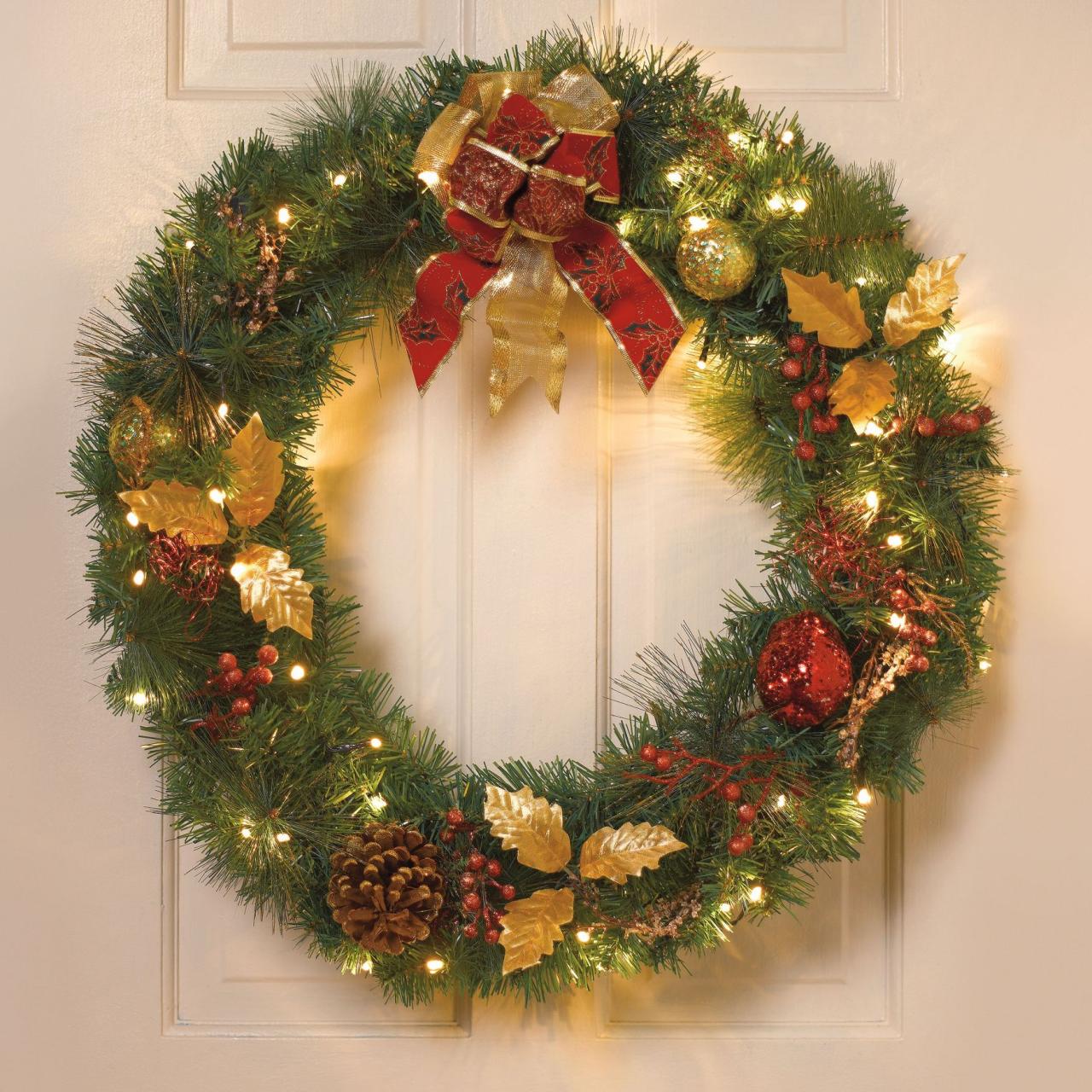 battery operated christmas decor outdoor 30" BatteryOperated Cordless LED Christmas Wreath with Timer Outdoor