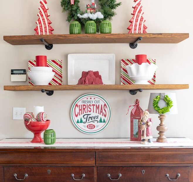 christmas decor ideas for shelves 20+ Christmas Shelf Decorating Ideas The Urban Decor