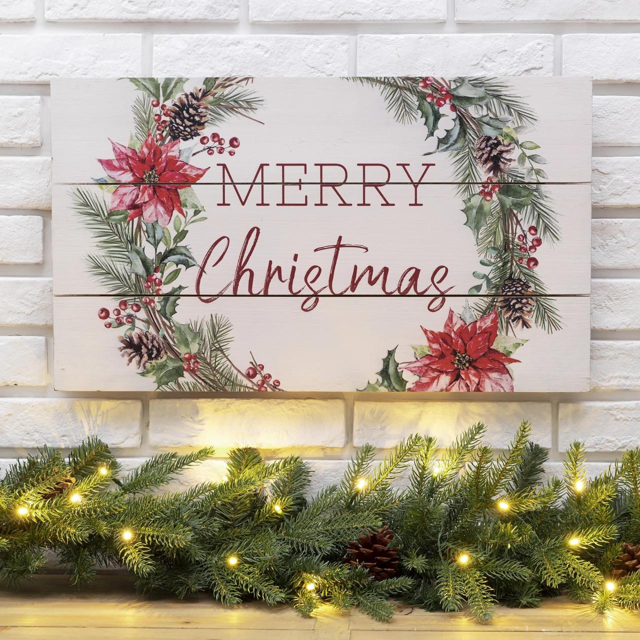 christmas wood wall decor Glitzhome Wooden Merry Christmas Wall Decor