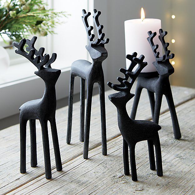 black reindeer christmas decor Zinc Reindeer Crate and Barrel Black christmas decorations, Black christmas tree decorations